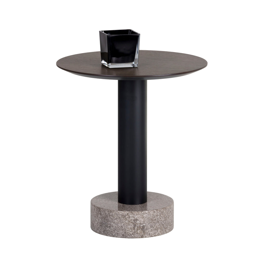 Monaco End Table - Black - Grey Marble / Raw Umber