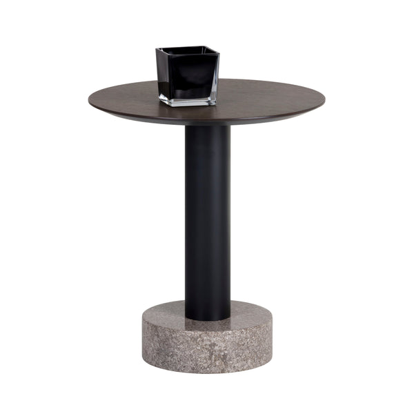 Monaco End Table - Black - Grey Marble / Raw Umber