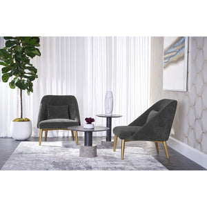 Monaco End Table - Black - Grey Marble / Raw Umber