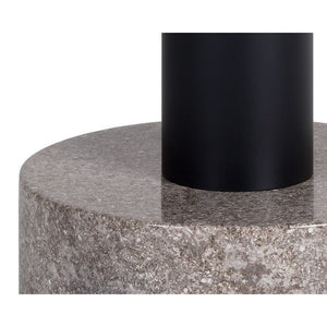 Monaco End Table - Black - Grey Marble / Raw Umber