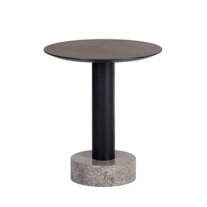 Monaco End Table - Black - Grey Marble / Raw Umber