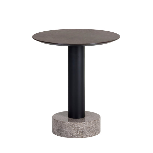 Monaco End Table - Black - Grey Marble / Raw Umber