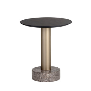 Monaco End Table - Gold - Grey Marble / Charcoal Grey