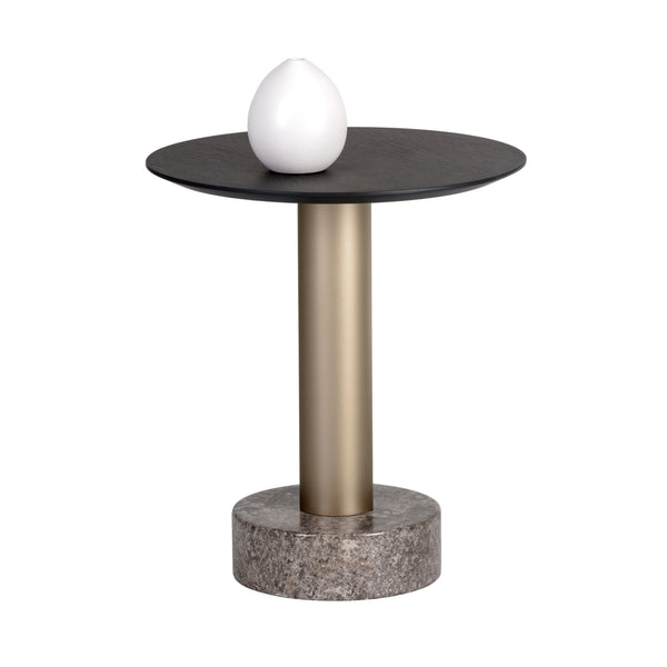 Monaco End Table - Gold - Grey Marble / Charcoal Grey