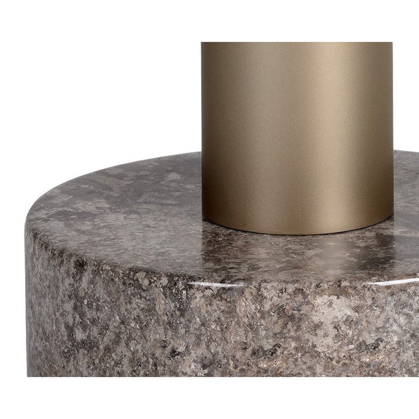 Monaco End Table - Gold - Grey Marble / Charcoal Grey