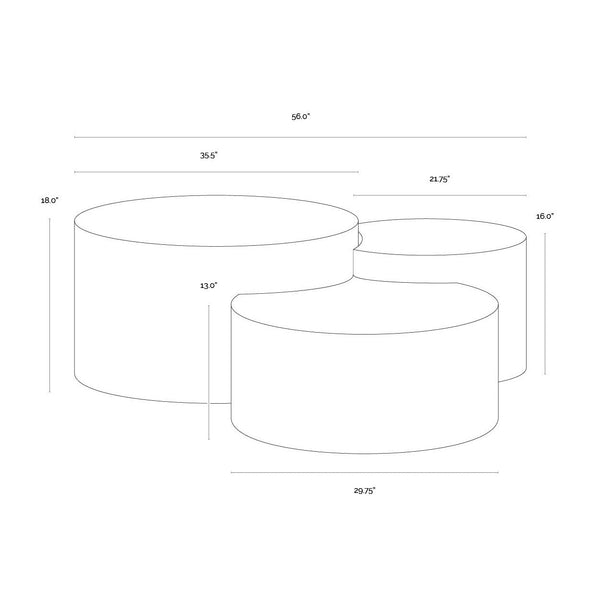 Neo Nesting Coffee Table - Antique Brass