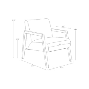 Neymar Lounge Chair - Linea Light Grey Leather