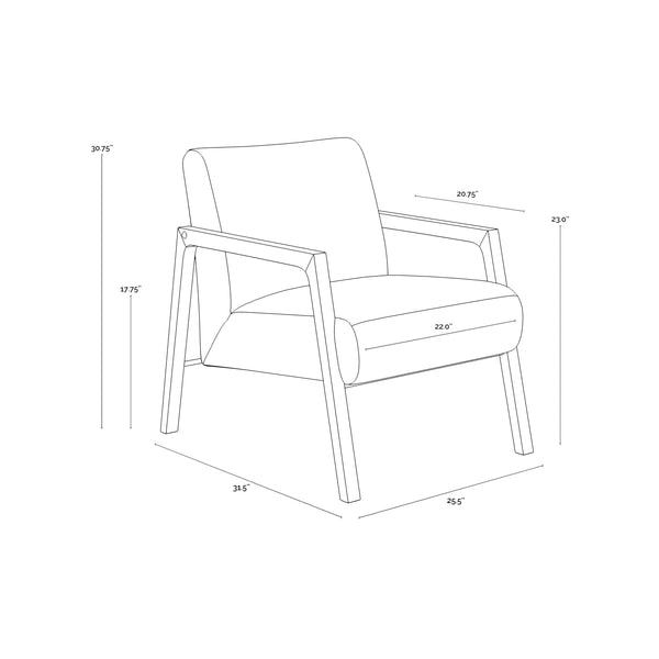 Neymar Lounge Chair - Linea Light Grey Leather