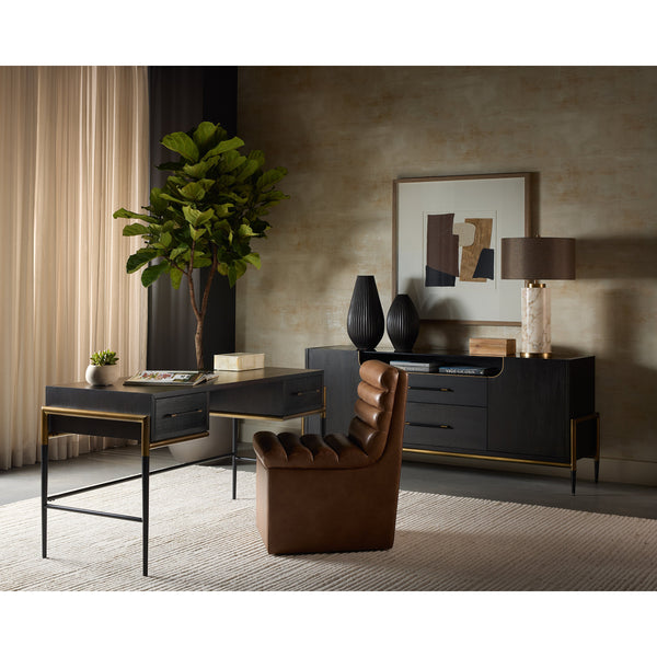 Norm Wheeled Dining Chair - Copley Cognac