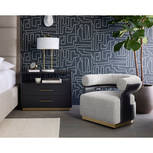 Olida Swivel Lounge Chair - Helios Check Black / Napa Black