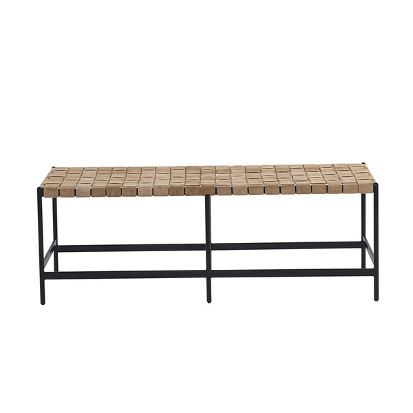 Omari Bench - Suede Light Tan Leather