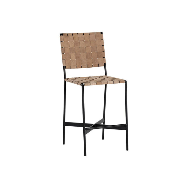 Omari Counter Stool - Suede Light Tan Leather