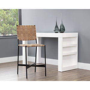 Omari Counter Stool - Suede Light Tan Leather