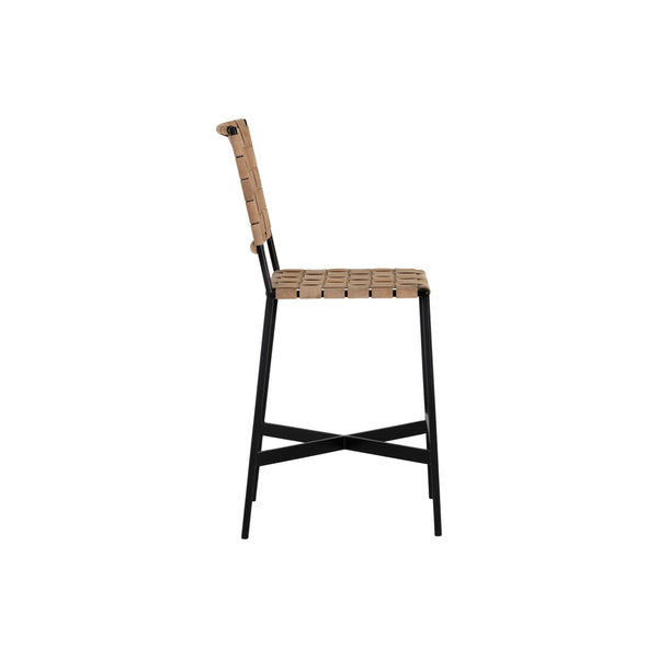 Omari Counter Stool - Suede Light Tan Leather