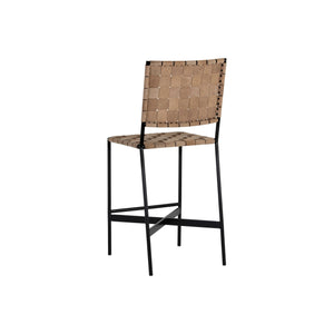 Omari Counter Stool - Suede Light Tan Leather