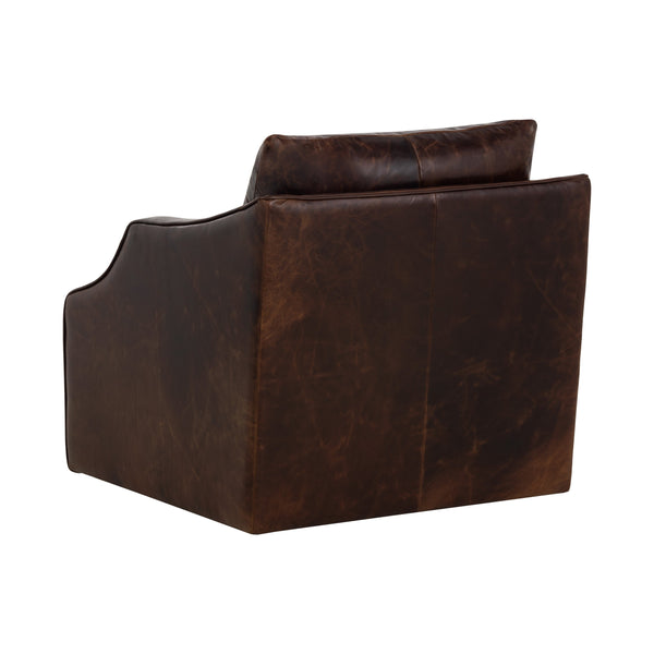 Orwell Swivel Lounge Chair - Chocolate Leather