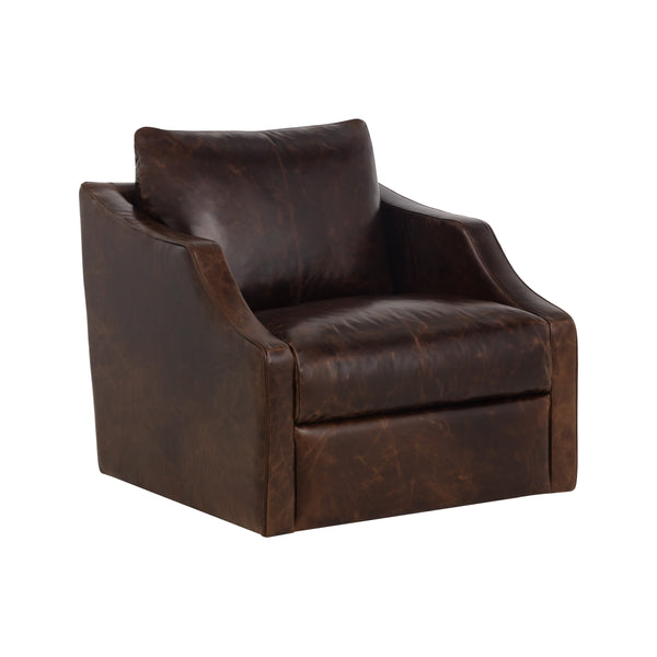 Orwell Swivel Lounge Chair - Chocolate Leather