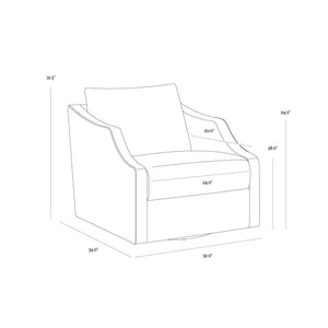 Orwell Swivel Lounge Chair - Cognac Leather