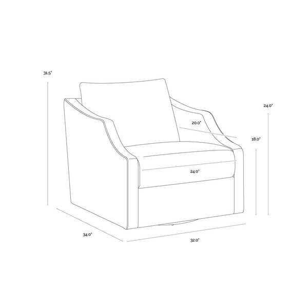 Orwell Swivel Lounge Chair - Cognac Leather