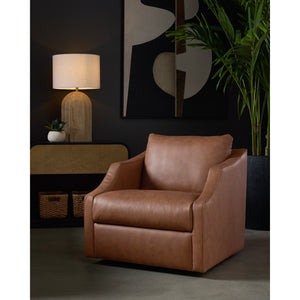 Orwell Swivel Lounge Chair - Cognac Leather