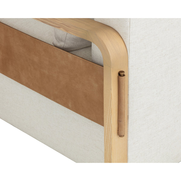 Otso Swivel Lounge Chair - Geralt Linen / Nubuck Tan Leather