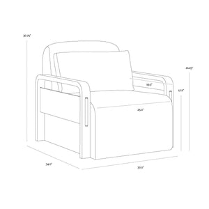 Otso Swivel Lounge Chair - Geralt Linen / Nubuck Tan Leather