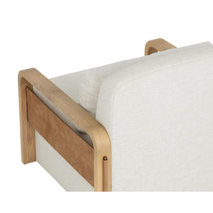 Otso Swivel Lounge Chair - Geralt Linen / Nubuck Tan Leather