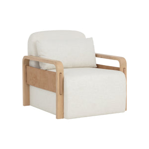 Otso Swivel Lounge Chair - Geralt Linen / Nubuck Tan Leather