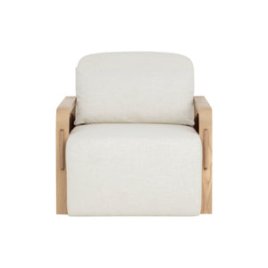 Otso Swivel Lounge Chair - Geralt Linen / Nubuck Tan Leather