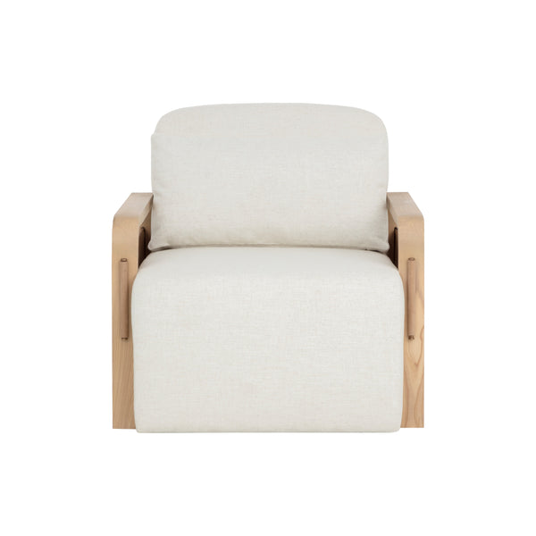 Otso Swivel Lounge Chair - Geralt Linen / Nubuck Tan Leather