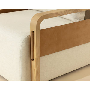 Otso Swivel Lounge Chair - Geralt Linen / Nubuck Tan Leather