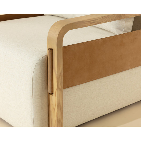 Otso Swivel Lounge Chair - Geralt Linen / Nubuck Tan Leather