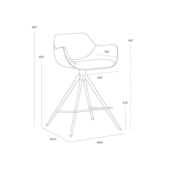 Owen Swivel Counter Stool - Town Grey