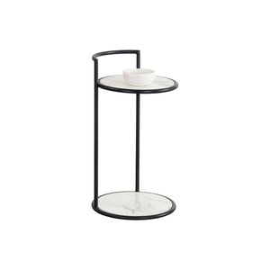 Parga End Table - Black - Marble Look