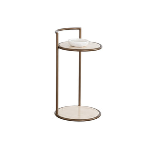 Parga End Table - Rustic Bronze - Travertine Look
