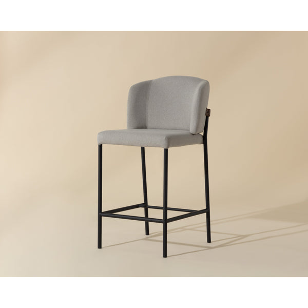 Pearce Counter Stool - Light Grey / Bravo Cognac