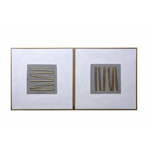 Pick Up Sticks (Set Of 2) - 48" X 48" - Gold Floater Frame