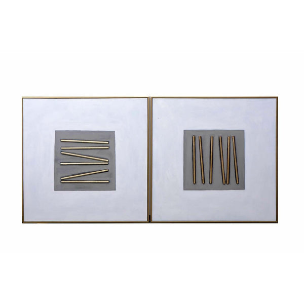 Pick Up Sticks (Set Of 2) - 48" X 48" - Gold Floater Frame