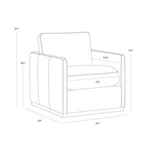 Portman Swivel Lounge Chair - Marseille Camel Leather