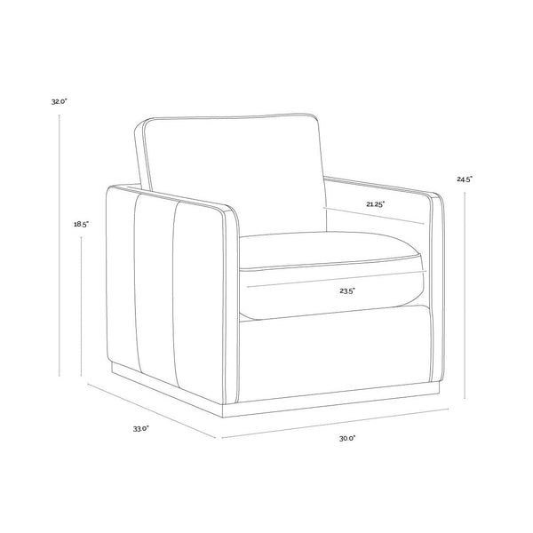 Portman Swivel Lounge Chair - Marseille Camel Leather