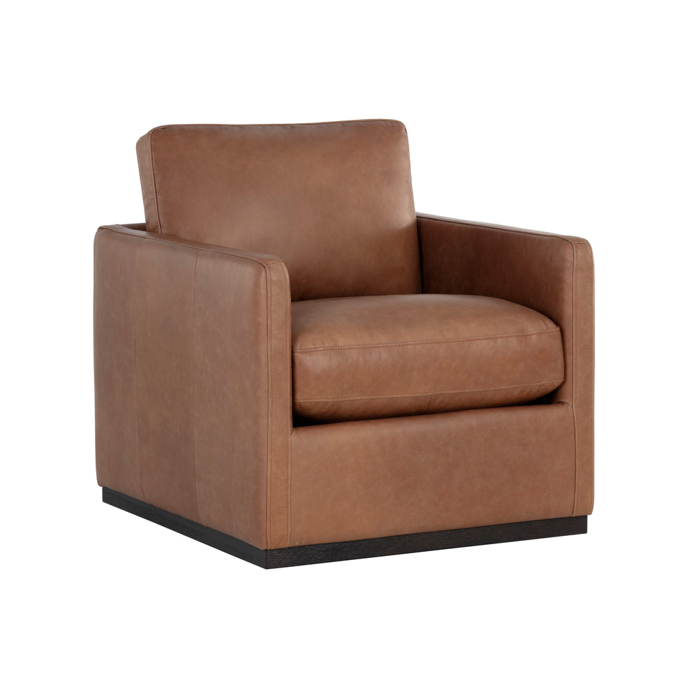 Portman Swivel Lounge Chair - Marseille Camel Leather