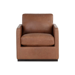 Portman Swivel Lounge Chair - Marseille Camel Leather