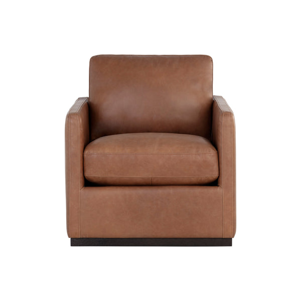 Portman Swivel Lounge Chair - Marseille Camel Leather