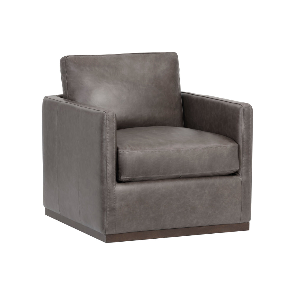 Portman Swivel Lounge Chair - Marseille Concrete Leather