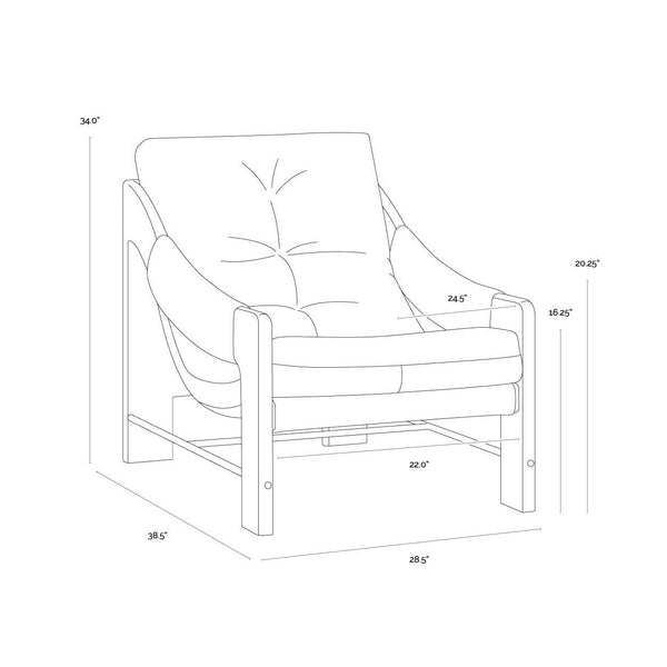 Rafferty Lounge Chair - Rustic Oak - Ludlow Sesame Leather