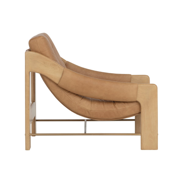 Rafferty Lounge Chair - Rustic Oak - Ludlow Sesame Leather