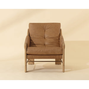 Rafferty Lounge Chair - Rustic Oak - Ludlow Sesame Leather