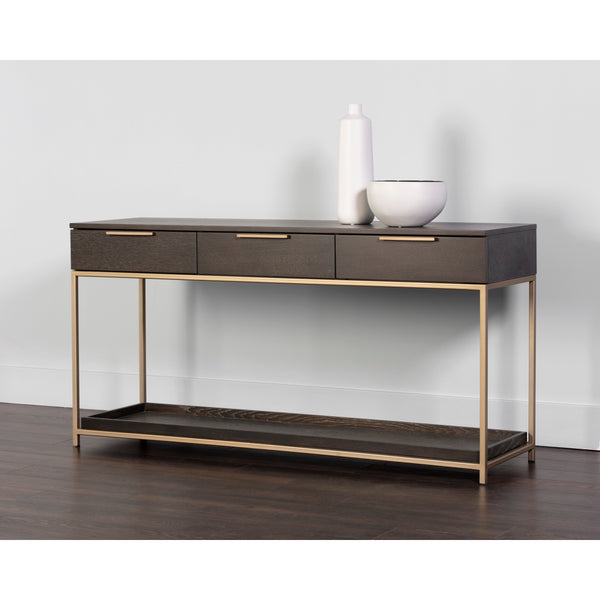 Rebel Console Table With Drawers  - Gold - Charcoal Grey