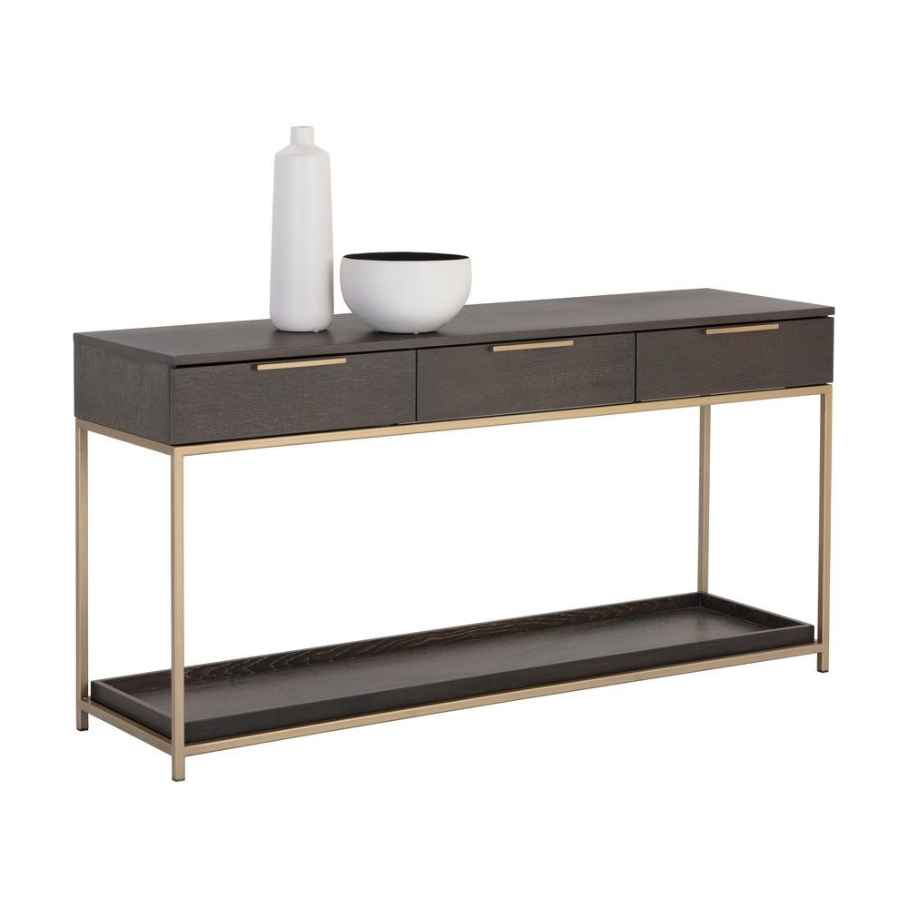 Rebel Console Table With Drawers  - Gold - Charcoal Grey