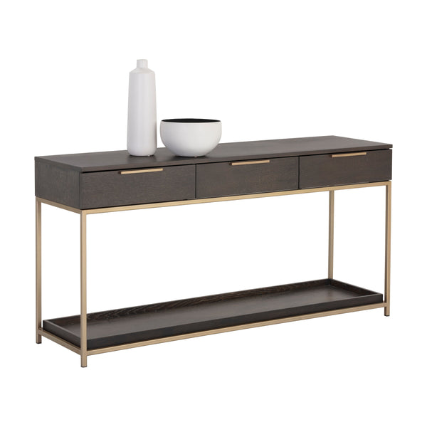 Rebel Console Table With Drawers  - Gold - Charcoal Grey